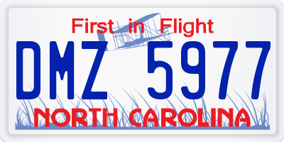 NC license plate DMZ5977