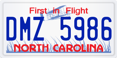 NC license plate DMZ5986