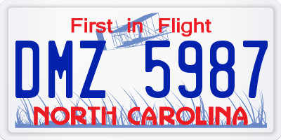 NC license plate DMZ5987