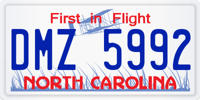 NC license plate DMZ5992