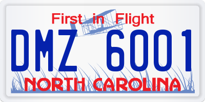 NC license plate DMZ6001