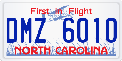 NC license plate DMZ6010