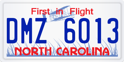 NC license plate DMZ6013
