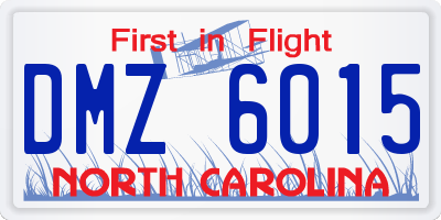 NC license plate DMZ6015