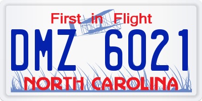 NC license plate DMZ6021