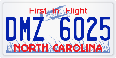 NC license plate DMZ6025