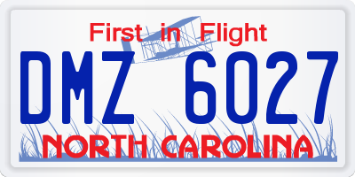 NC license plate DMZ6027