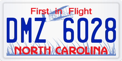 NC license plate DMZ6028