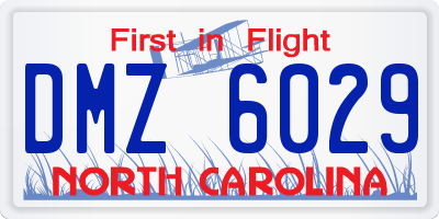 NC license plate DMZ6029