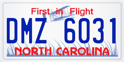 NC license plate DMZ6031