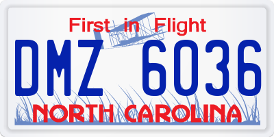 NC license plate DMZ6036