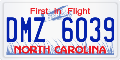 NC license plate DMZ6039