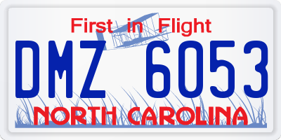 NC license plate DMZ6053