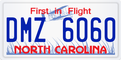 NC license plate DMZ6060