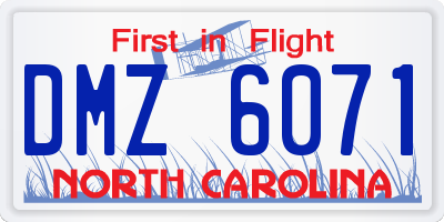 NC license plate DMZ6071