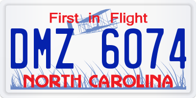 NC license plate DMZ6074