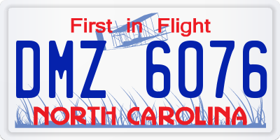 NC license plate DMZ6076