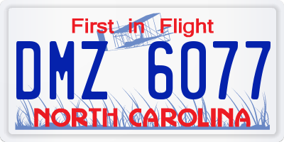 NC license plate DMZ6077