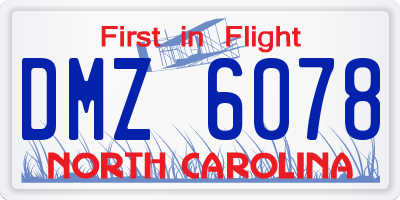 NC license plate DMZ6078