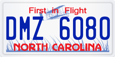NC license plate DMZ6080