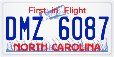 NC license plate DMZ6087