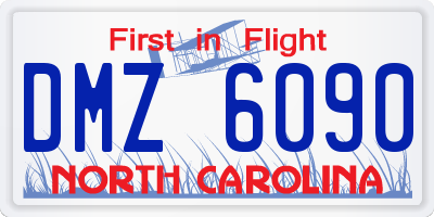 NC license plate DMZ6090