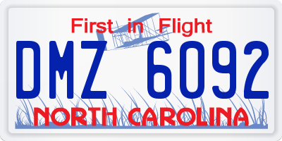 NC license plate DMZ6092