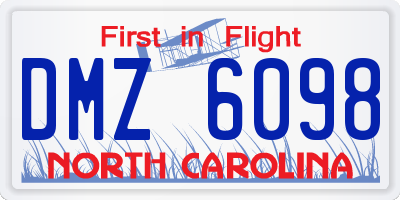 NC license plate DMZ6098