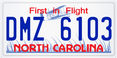 NC license plate DMZ6103