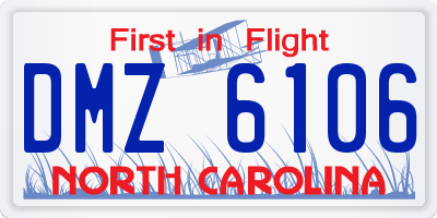 NC license plate DMZ6106