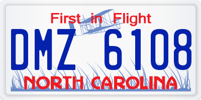 NC license plate DMZ6108