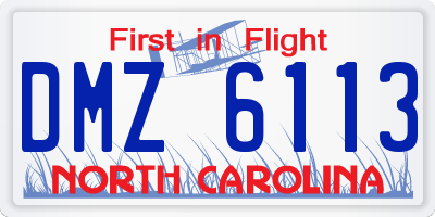 NC license plate DMZ6113