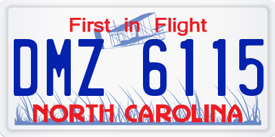 NC license plate DMZ6115