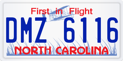 NC license plate DMZ6116