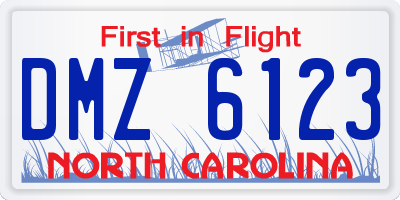 NC license plate DMZ6123