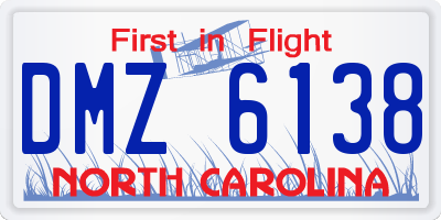 NC license plate DMZ6138