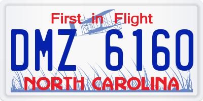 NC license plate DMZ6160