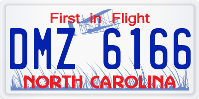 NC license plate DMZ6166