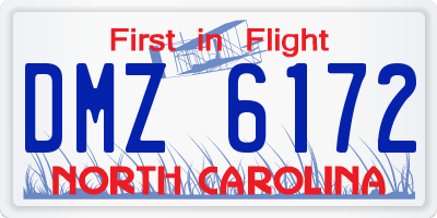 NC license plate DMZ6172