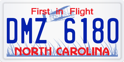 NC license plate DMZ6180