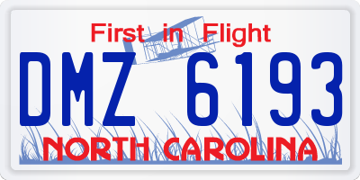 NC license plate DMZ6193