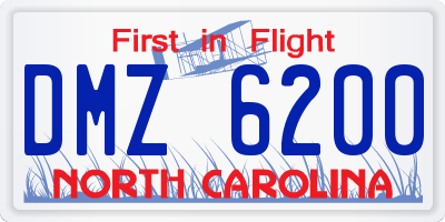 NC license plate DMZ6200