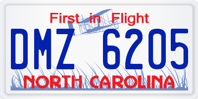 NC license plate DMZ6205