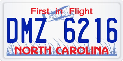 NC license plate DMZ6216