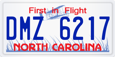 NC license plate DMZ6217