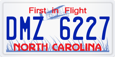 NC license plate DMZ6227