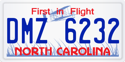 NC license plate DMZ6232