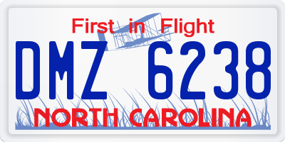 NC license plate DMZ6238