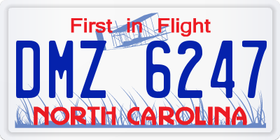 NC license plate DMZ6247