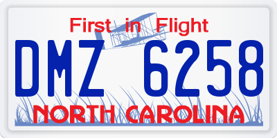 NC license plate DMZ6258